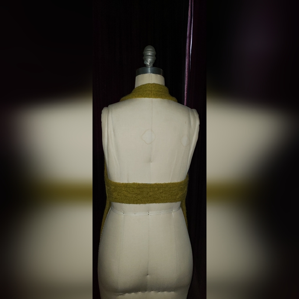 Proenza Schouler Chunky  Mustard yellow green tones wool halter top - Picture 4 of 9